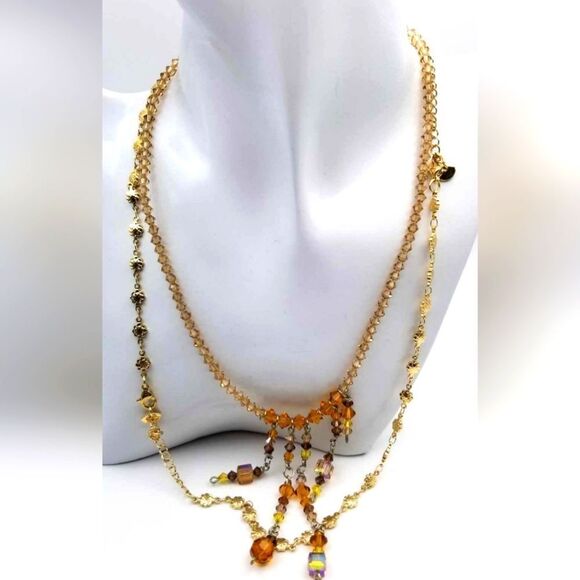 Gypsy secret  aurora borealis amber crystal necklace‎ N0125 - Picture 1 of 3